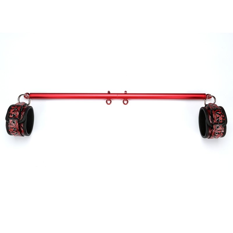 Pilates Rose Gold Spreader Bar, Exercise Bar with 4 PCS Red Fur Adjustable Strap Set, Yoga Training Fitness Gear, Sports Gym Kit, Workout Bar, Stainless Steel Spreader Bar Bonage for Home