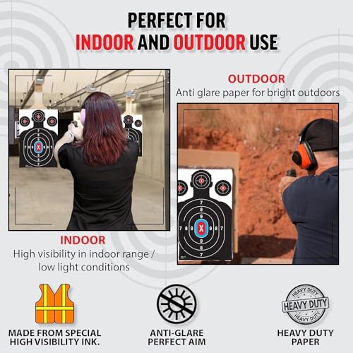 Heavy Duty Shooting Targets Paper - Targets for Shooting Range - Indoors & Outdoor Targets for Shooting Rifle - Gun Range Targets for Pistol Shooting - Handgun Shooting Range Accessories, 20