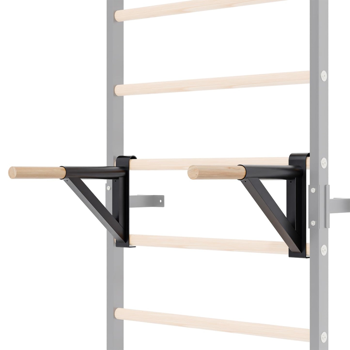 Gsskny Adjustable Dip Bar Attachment for Swedish Ladder | Non-Slip Double-Bar Handles | Heavy Duty Parallel Bars | Quick-Install Dip Bars Height & Width Adjustable, Only Dip Bar Attachment