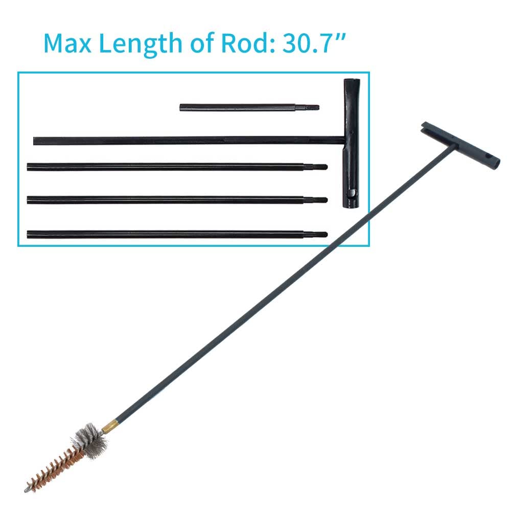 Miaozhun Compact Rifle Gun Cleaning Kit for .22 .223 Cal 5.56mm .22LR - Bore/Chamber Brushes, Gun Snake, Oil Bottle, Cleaning Rod in Portable Pouch