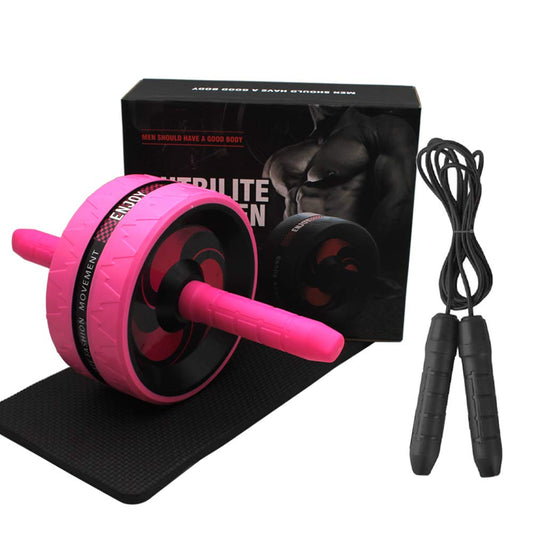 BiJun Ab Roller Wheel for Abs Workout, AB Wheel Roller with Knee Mat and Jump Rope, Ab Roller Wheel Exercise Equipment, Ab Wheel Roller for Home Gym,Ab Machine for Ab Workout （Pink）