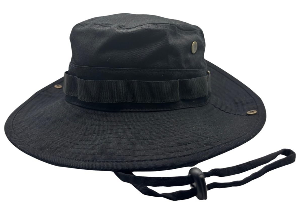 High Qualty Sun Hat 100% Cotton Size Adjustable Men Women Fishing Outdoor UPF 50+ Breathable 3 inch Brim Boonie Hat Summer UV Protection Safari Hat Black