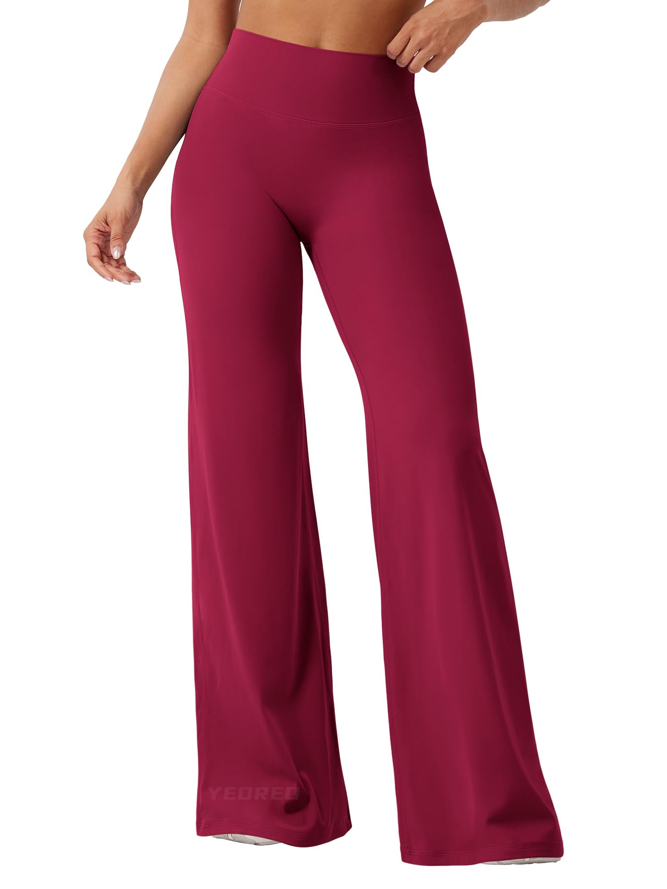 YEOREO Workout Leggings Womens No Front Seam Straight Leggings 35" High Waist Buttery Eddiy Gym Yoga Pants Ancora Red XL