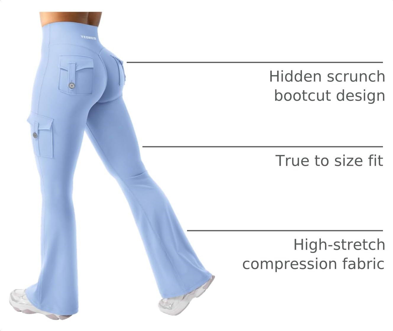 YEOREO CoreFlex Women Workout Flare Leggings Light Blue