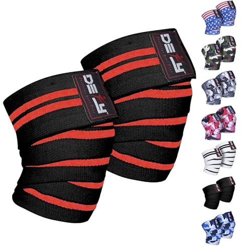 DEFY Sports' Knee Wraps for Weightlifting - Provides Knee Support for Powerlifting, Squats & Fitness Workouts - Ideal Knee Wrap for Men and Women  (1 PAIR) (Red)