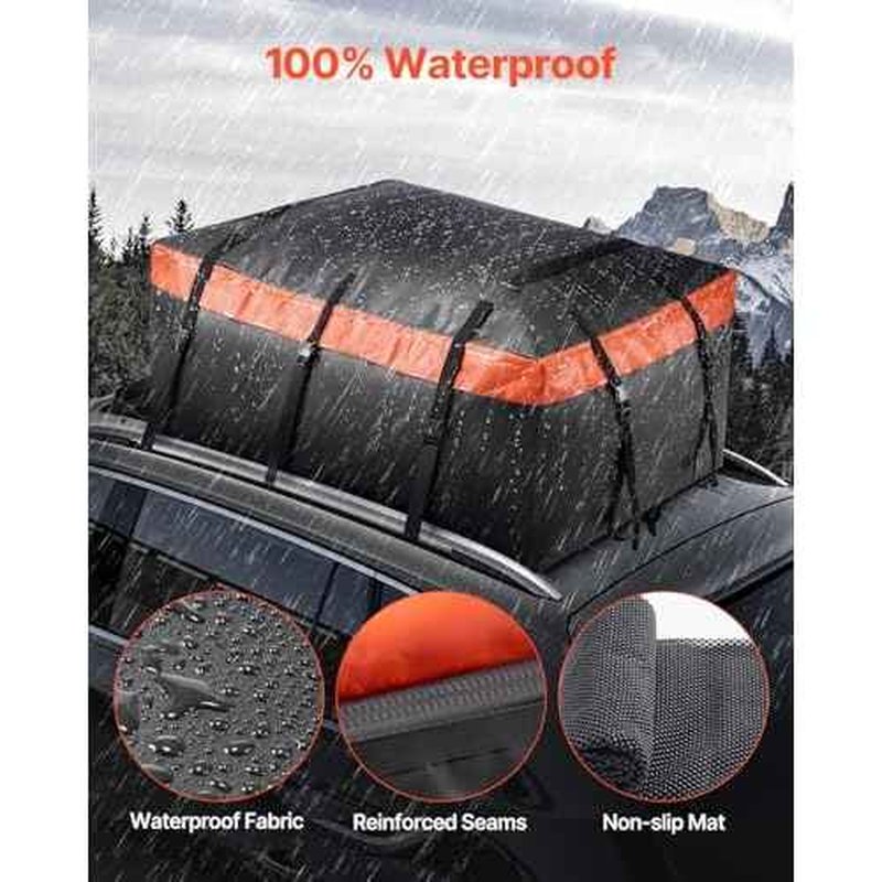 VEVOR Car Rooftop Cargo Carrier Bag, 23 Cubic Feet Roof Cargo Carrier, Heavy Duty 840D PVC 100% Waterproof Car Roof Luggage Bag for All Vehicle with/without Rack- with Lock, Anti-Slip Mat, 6 Door Hook