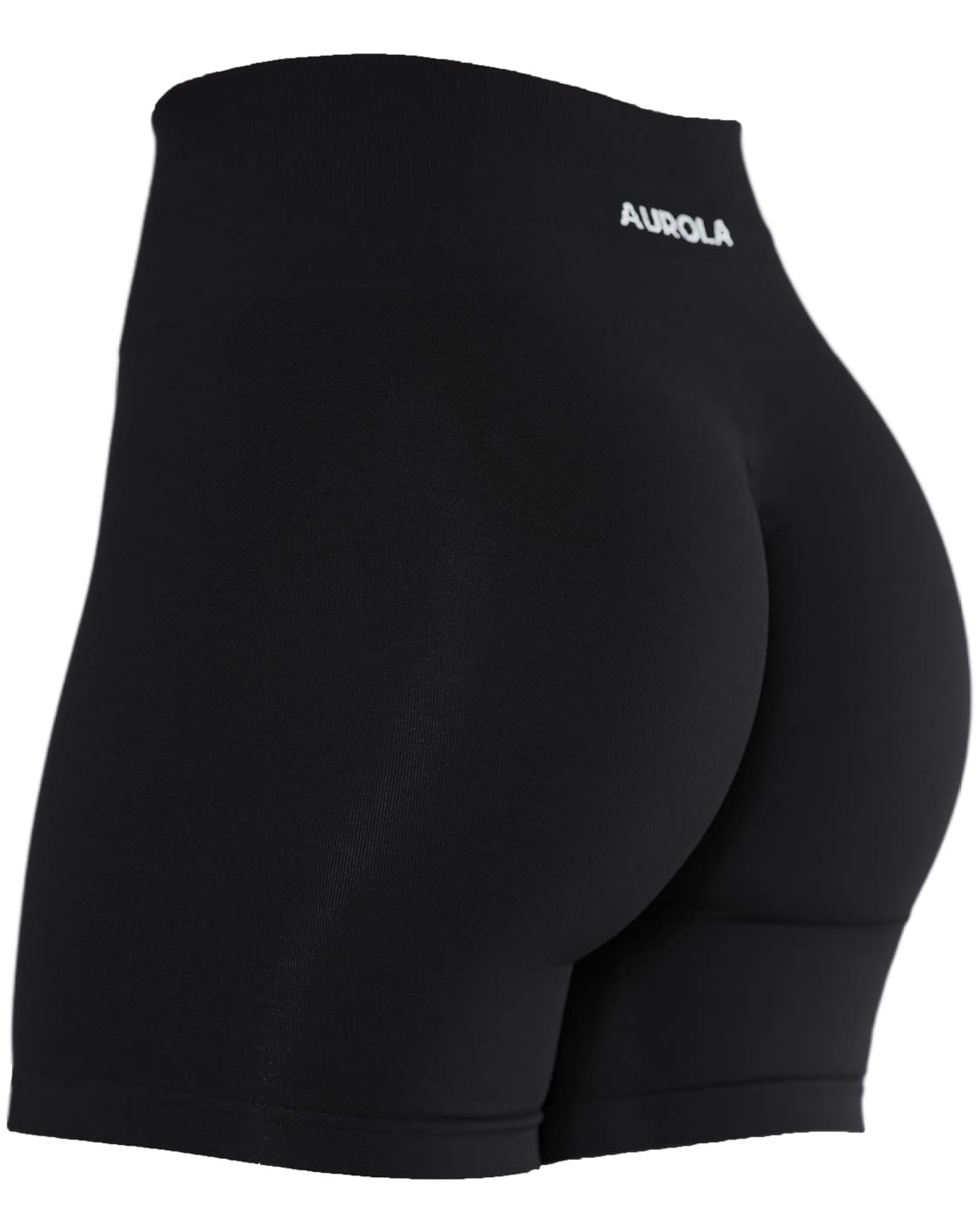 AUROLA Intensify Workout Shorts for Women Seamless Scrunch Short Gym Yoga Running Sport Active Exercise Fitness Shorts(L,Black)