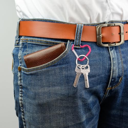 10pcs Heart Shaped Carabiner, Aluminium Alloy Cute Carabiner Clip Snap Hook Key Holder Heart Keychain Clip Key Ring for Camping Backpack Water Bottle Key Chain