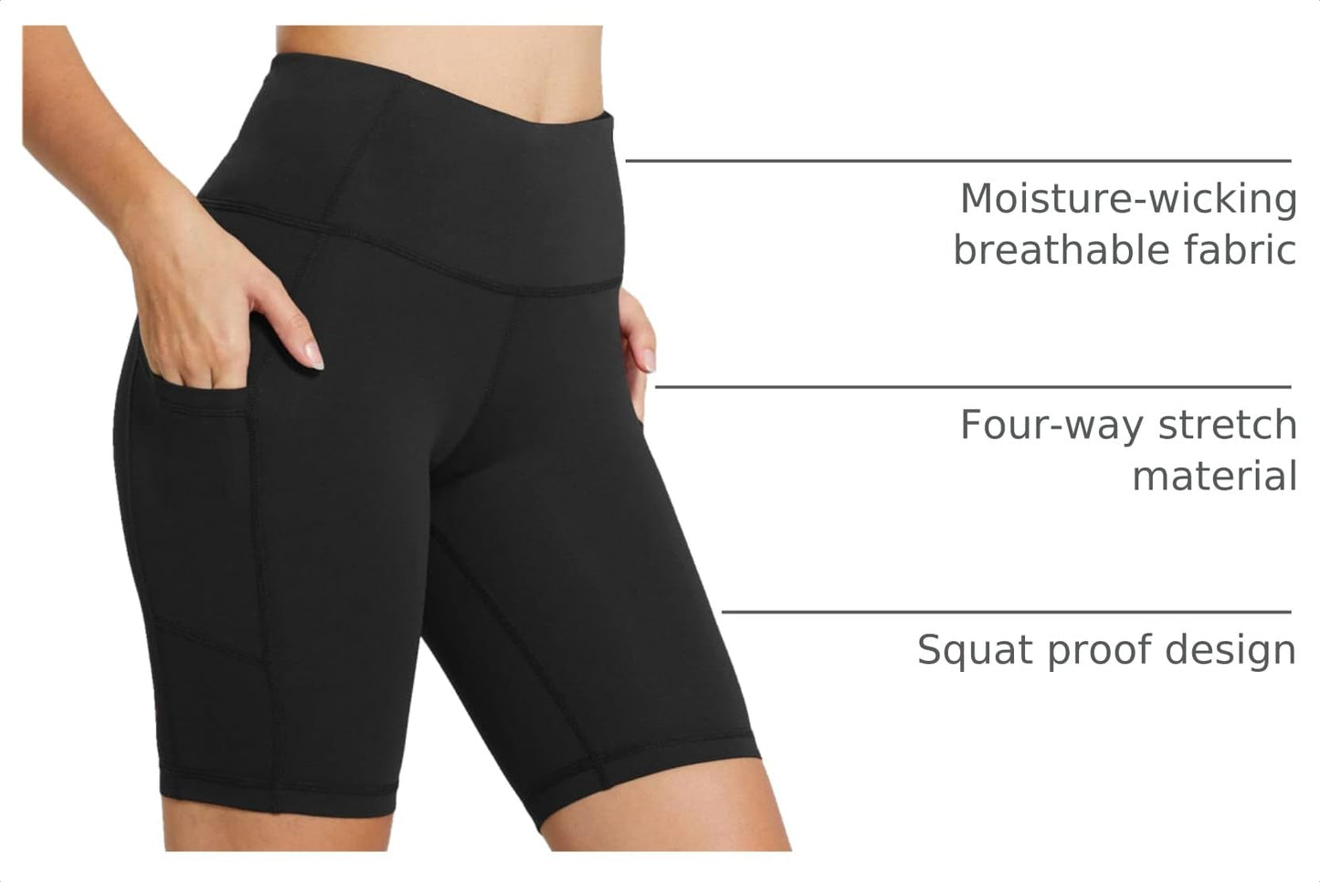 baleaf Biker Shorts Women Yoga Gym Workout Spandex Running Volleyball Tummy Control Compression with Pockets 5" 2-Pack Black/Navy Blue XXXL