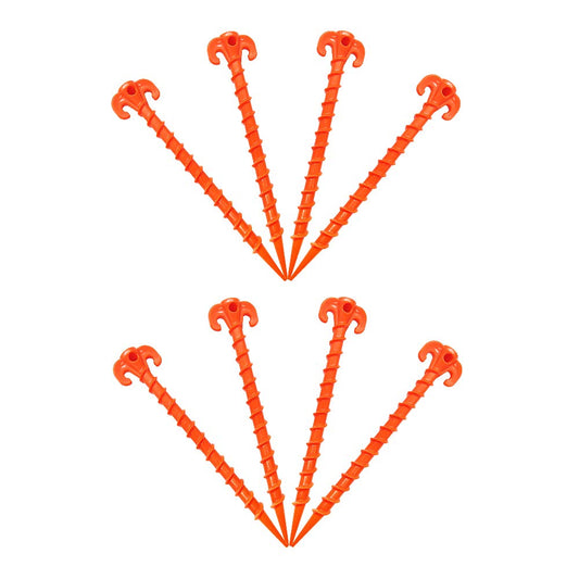 Beach Tent Stakes Canopy Anchors Canopy Stakes Heavy Duty Screw Shape 10 inch - 8 Pack Orange