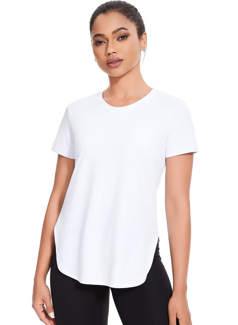 Cosy Pyro 4-Pack Workout Tops for Women UPF 50+ Yoga Shirts Short Sleeve Athletic T-Shirts Quick Dry Running Gym Tee Black/Gray/White/Army L