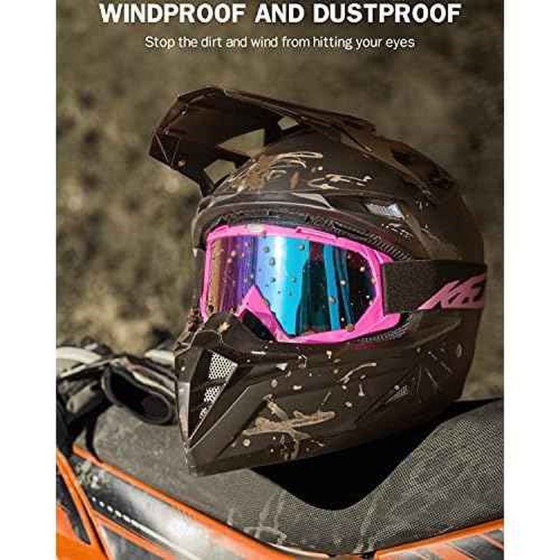 KEMIMOTO Dirt Bike Goggles - Motocross & ATV/UTV Goggles with Anti UV Protection