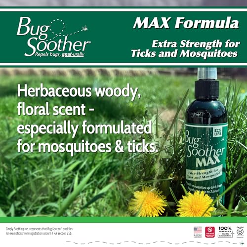 Bug Soother MAX - Natural Gnat, Tick, and Mosquito Repellent, 8 fl oz Bug Spray Deterrent - DEET-Free Safe for Adults and The Environment - Made in USA