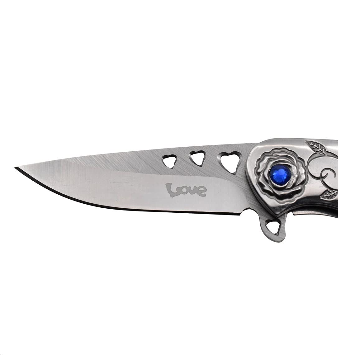 Snake Eye Tactical 7" Cupid Heart Ladies Valentines day Pocket Knife with LOVE Pocket Clip Included (Silver)