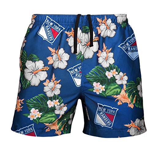 FOCO Men's Team Logo Floral Hawaiian Swim Suit Trunks