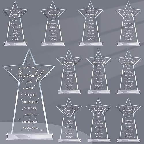 Bucherry 10 Pcs Employee Appreciation Awards for Coworker Acrylic Thank You Trophy May You Be Proud of the Work You Do Sign Prizes for Adults Retirement Goodbye Farewell Gift for Women Men (Bomb)