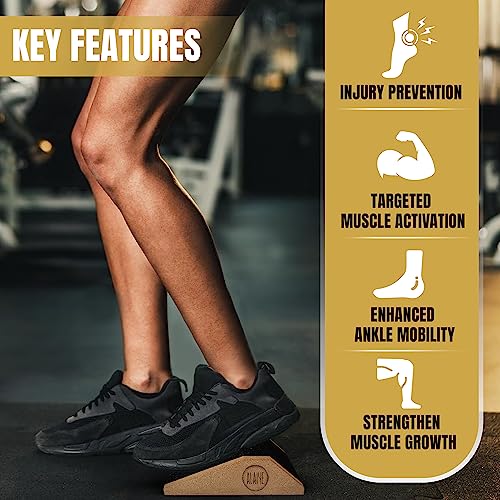 ALAIYE Squat Wedge Blocks - Pack of 2 Non-Slip Slant Board for Legs, Ankle, Calf Stretching - Squat Ramps for Lower Body Strength, Heel Elevation, Planks, Yoga with Bag & 30 Day Squat Challenge Chart