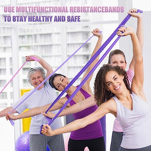 Resistance Bands for Physical Therapy Women, Extended 5.9FT Exercise Stretch Bands for Yoga, Pilates, Rehab, Fitness and Strength Training, Elastic Workout Bands with Training Poster(Purple)