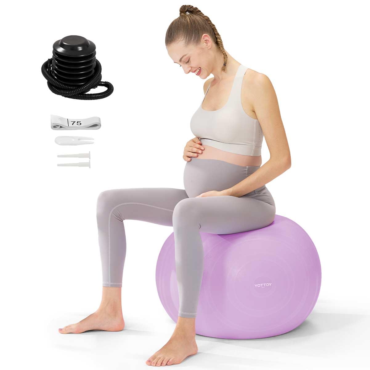 YOTTOY Pregnancy Birthing Ball, 1.8mm Thick Yoga Ball for Prenatal Exercise & Labor Preparation, Includes Pump