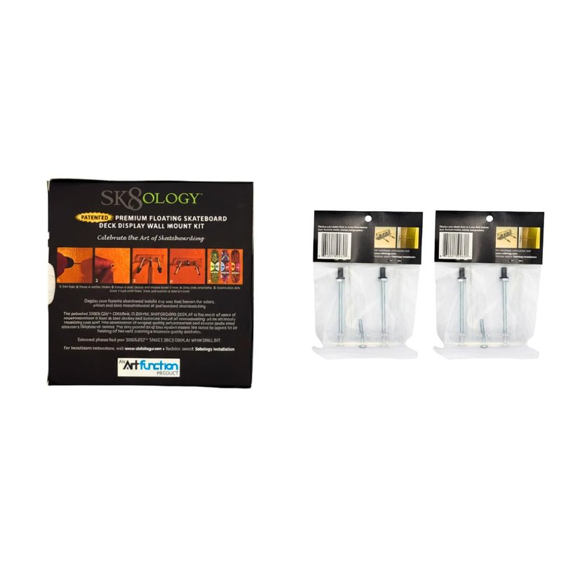 Sk8ology Skateboard Deck Display 3 Pc Kit Floating Wall Mount