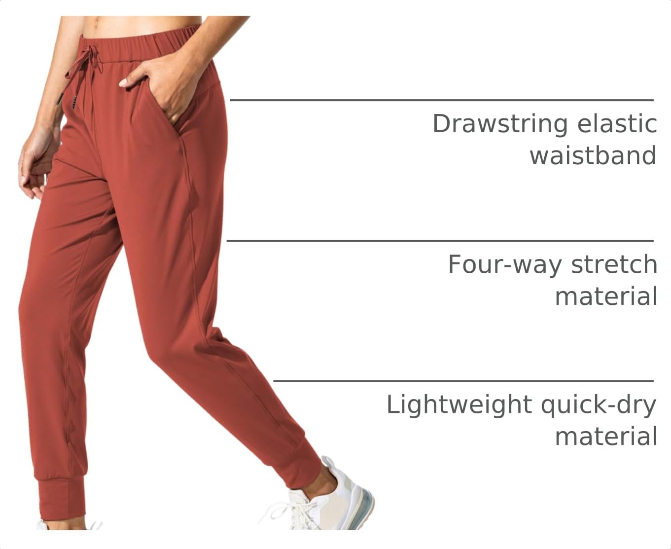 SANTINY Women's Joggers Pants Pockets Drawstring Running Sweatpants for Women Lounge Workout Jogging(Savannah Red_XS)