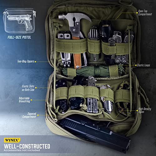 WYNEX Tactical Large Admin Pouch of Double Layer Design, Molle EDC EMT Utility Pouch with Map Sleeve Modular Tool Pouch Large Capacity Flag Patch Included-9.5 inch L * 7.5 inch H * 3.2 inch W.