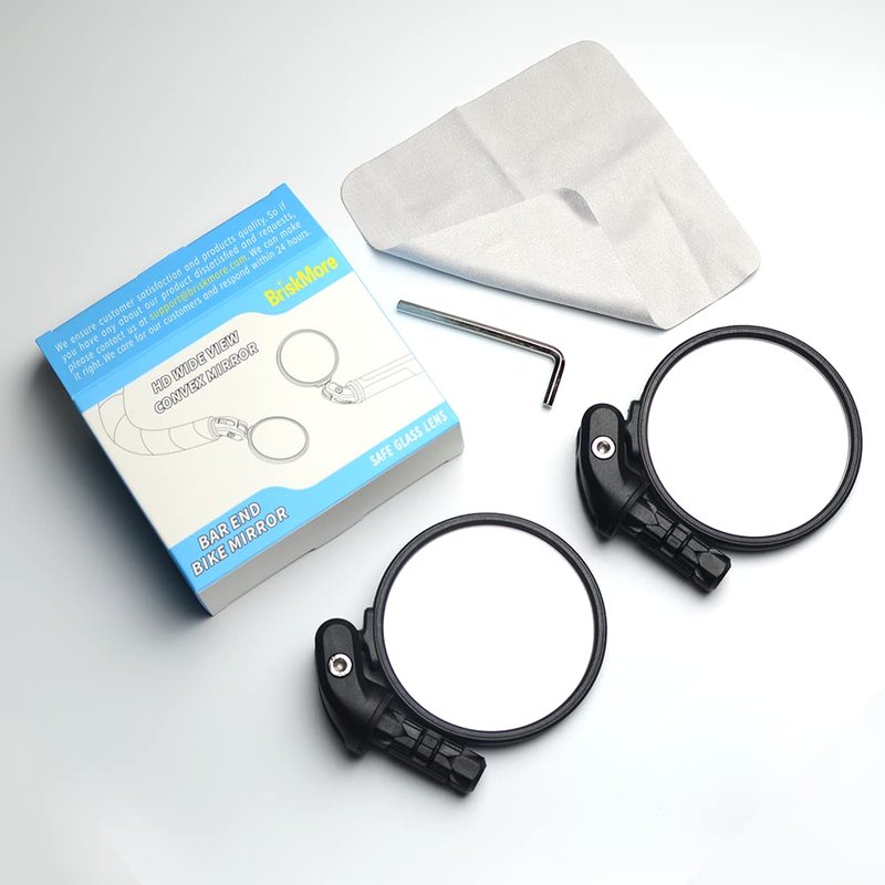 BriskMore Black Convex Rearview Mirrors, 2PCS Adjustable Handlebar Bicycle Mirrors for Road, Mountain, Scooter Bikes