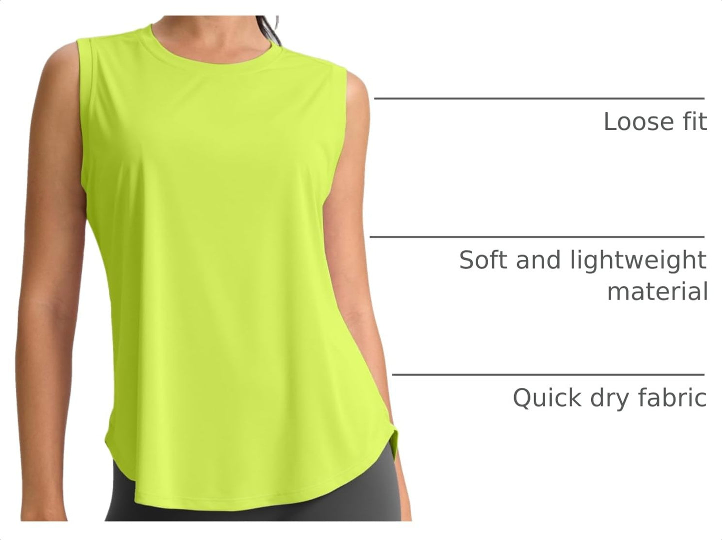 SANTINY Womens Workout Tank Top Lightweight Athletic Gym Yoga Running Shirt