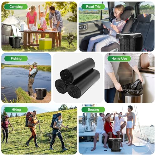 Portable Toilet Bags - 8 Gallon Camping Toilet Bags, Biodegradable Travel Potty Bag for Portable Toilet, Thickened Camp Toilet Waste Bags for 5 Gallon Bucket Toilet, Compostable Trash Bags