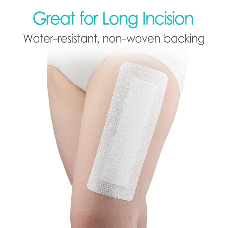 Waterproof Knee Replacement Surgery Adhesive Island Dressings Hip Surgery Shower Protector Bandage Patches for Long Incision Post Surgical Wounds Cover Breathable Bordered Gauze 4"x10"(Pack of 10)