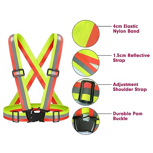 Fepdiu High Visibility Reflective Vest Safety Vest Running Reflective Gear Adjustable Reflective Vest for Walking,Jogging,Hiking,Night Cycling