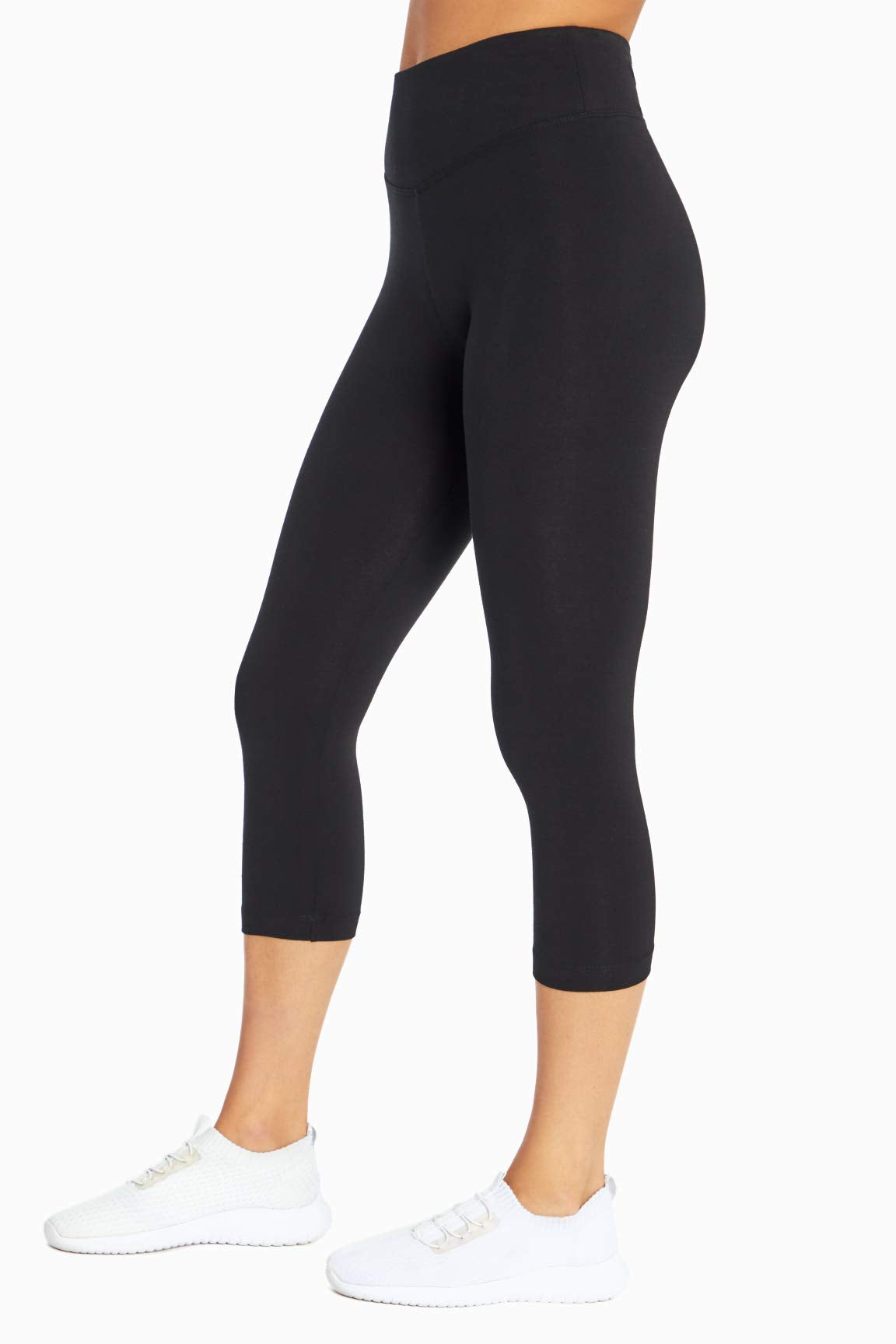 Bally Total Fitness Mid Rise Tummy Control Capri Legging, Black, Medium