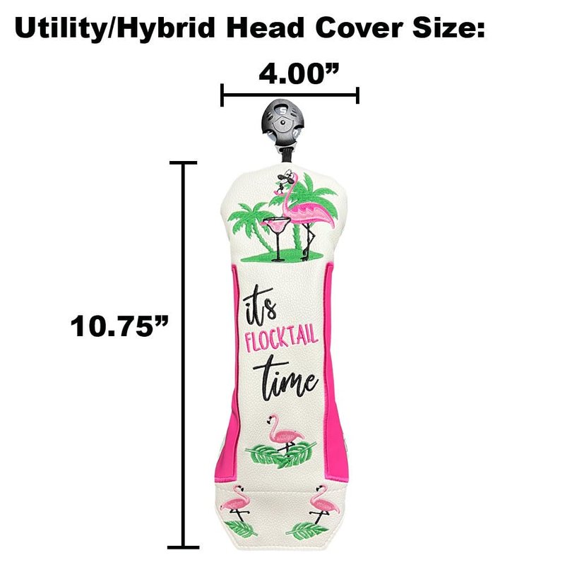 Giggle Golf Flamingo Golf Head Covers – Driver, Fairway, Hybrid & Putter – Tropical Black Flamingo Design - Great Gift (for Hybrid/White)
