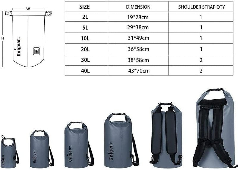 Waterproof Dry Bag - Lightweight Floating Dry Bags for Kayaking, Fishing & Camping | 2L/5L/10L/20L/30L/40L Sizes