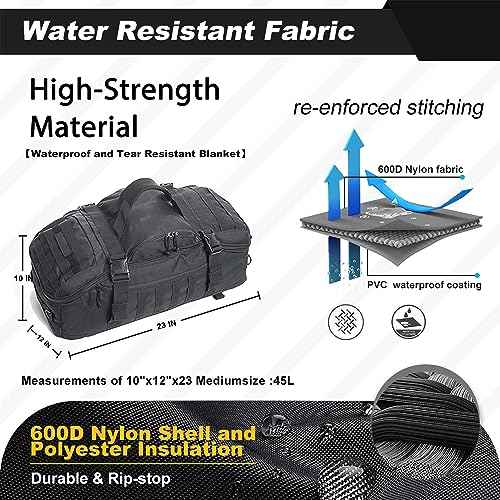 3 In 1 Military Backpack Travel Duffle Bag for Weekender Gym Traveling Workout Deployment