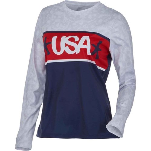 Spyder Women's USA Snow Long Sleeve Crew Neck Tee, White, Large