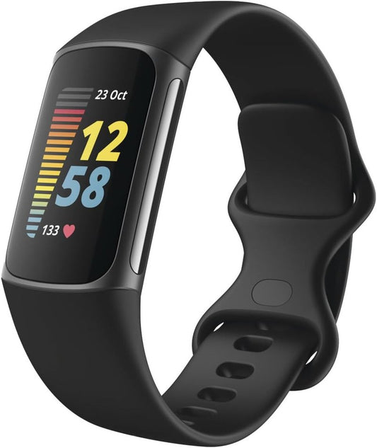 Fitbit Charge 5 - Advanced Health & Fitness Tracker with GPS, Sleep Tracking & Stress Management | Black/Graphite, One Size (S & L Bands)