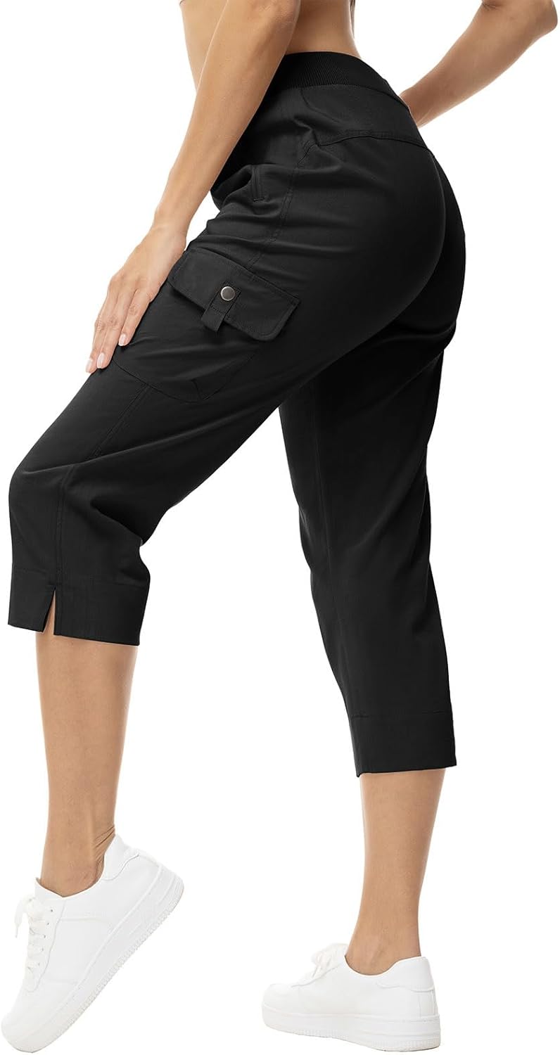Cargo Capri Pants for Women - Lightweight Quick-Dry Hiking Joggers with Pockets | Summer Activewear