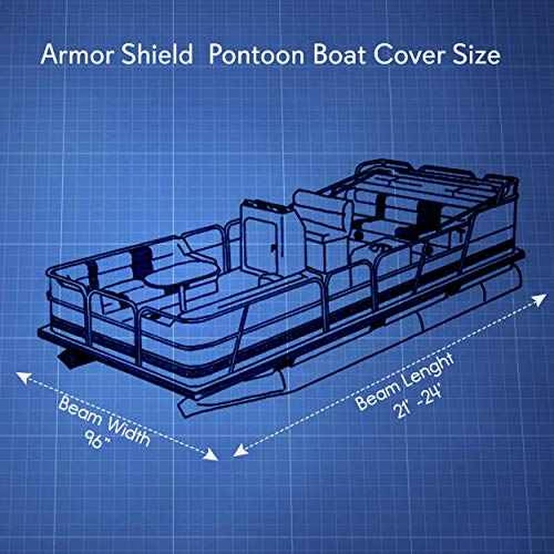 Pyle Boat Cover for Deck & Pontoon Boats 21?24 ft ? Heavy Duty 300D PU Coated Marine Grade Polyester, Waterproof, UV & Weather Resistant, Fits Beam up to 94", with Storage Bag ? Gray