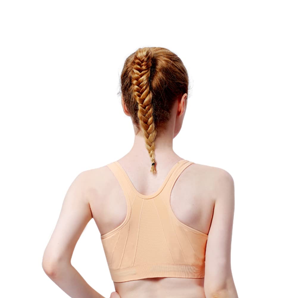 WANAYOU Racerback Sports Bra, Women's Zip Wire-Free Yoga Sports Bra (L:Fit 34C,34,34D,34DD,36B,36C,38A,38B, 3 Pack(Black+Flesh+White))