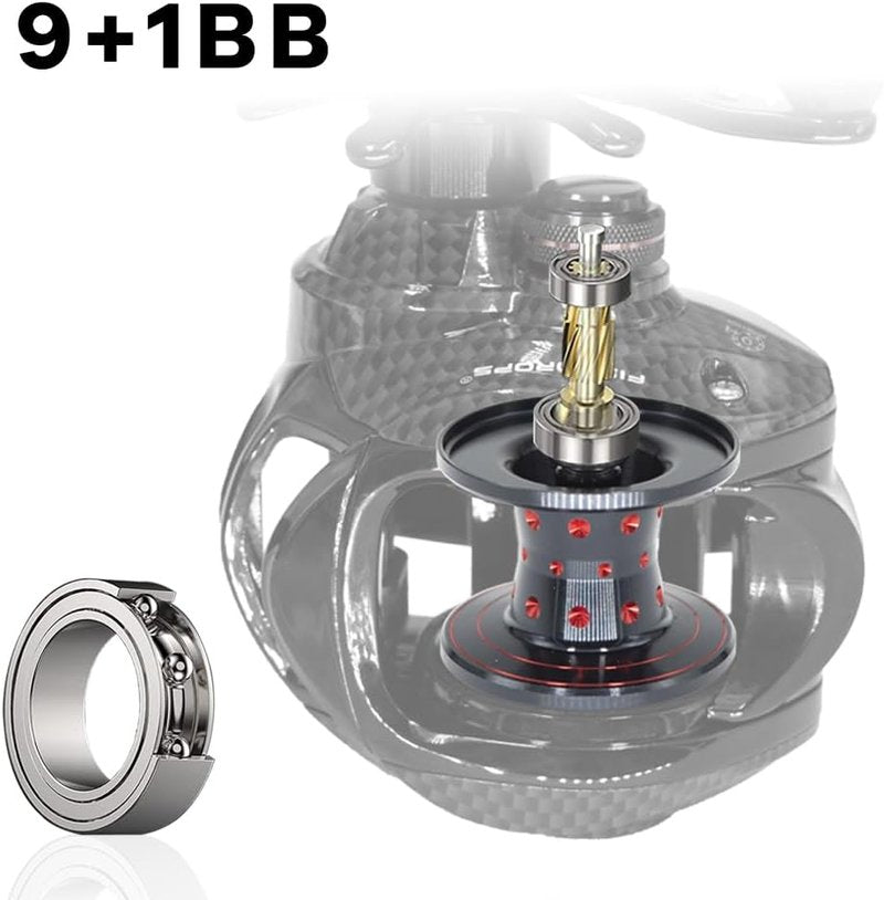 Baitcaster Fishing Reel - 9+1BB CNC Aluminum Spool, Magnetic Brake, 7.0:1 Gear Ratio | Ultra Smooth Low Profile