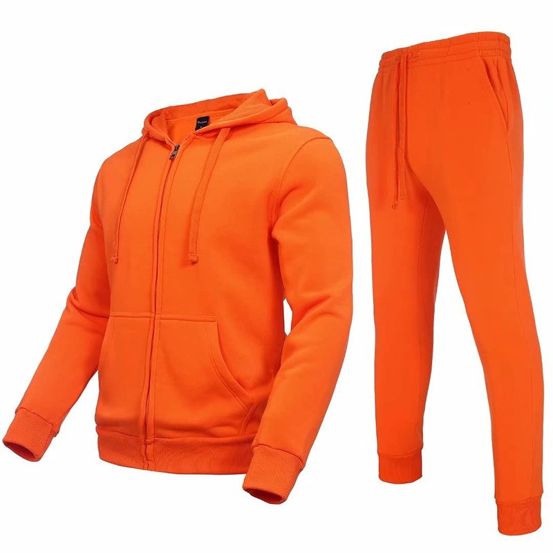 Megub track suit set 2 pieces for men Athletic warm sweatsuit Full Zip thick fleece hooded jogger suit casual winter warm sports outfits M-5X BIG(orange,2XL)