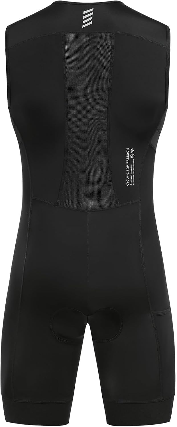Santic Men's Triathlon Suit - Sleeveless Padded Skinsuit for Quick-Dry Swim, Bike & Run | With Pockets