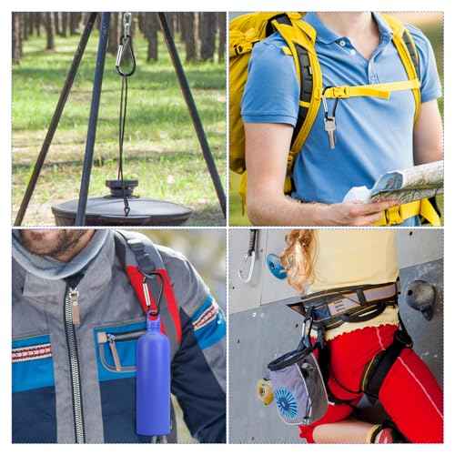 200 Pcs 1.8" Bulk 100 Aluminum Clip Keychains with 100 Keyrings Metal Mini Spring Snap Hooks for Camping Hiking Traveling Outdoor Activities