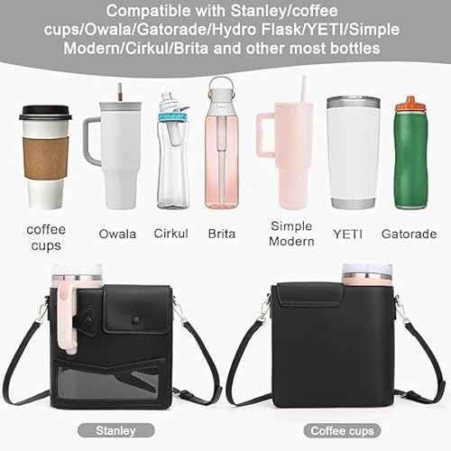Stanley Cup Purse, Crossbody Bag with Water Bottle Holder, Adjustable Women Shoulder Strap for Stanley Cup Tumbler 40 oz