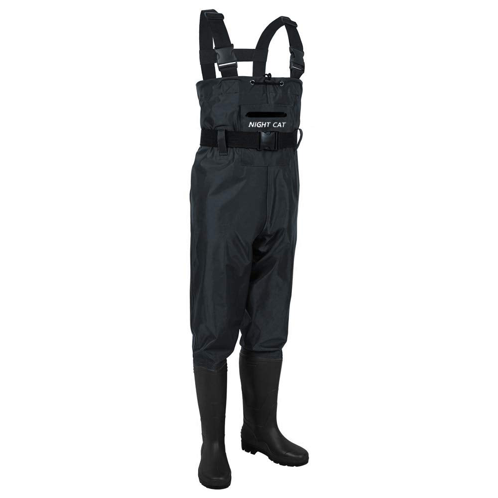 Night Cat Fishing Wader for Men Women Waterproof Hunting Chest Wader with Boots Belt Breathable Lightweight Black Size 10