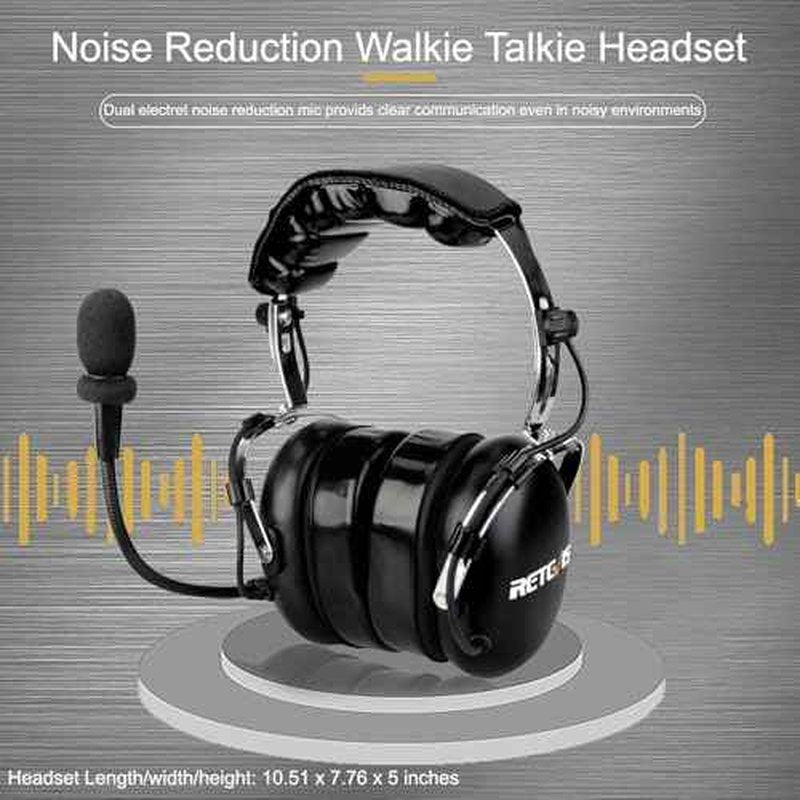 Retevis Noise Reduction Walkie Talkie Headset,Elastic Metal Bracket Racing Headset,for RT21 RT68 RA89, Compatible with Baofeng UV-5R 5RM Pxton PX-777S Radio,Two Way Radio Headset with Mic(1 Pack)