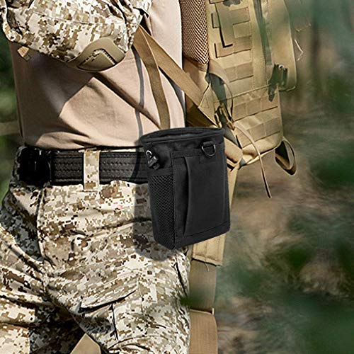 Tactical Molle Drawstring Magazine Dump Pouch, Adjustable Military Utility Belt Fanny Hip Holster Bag Outdoor Ammo Pouch (2 Pack-Black)