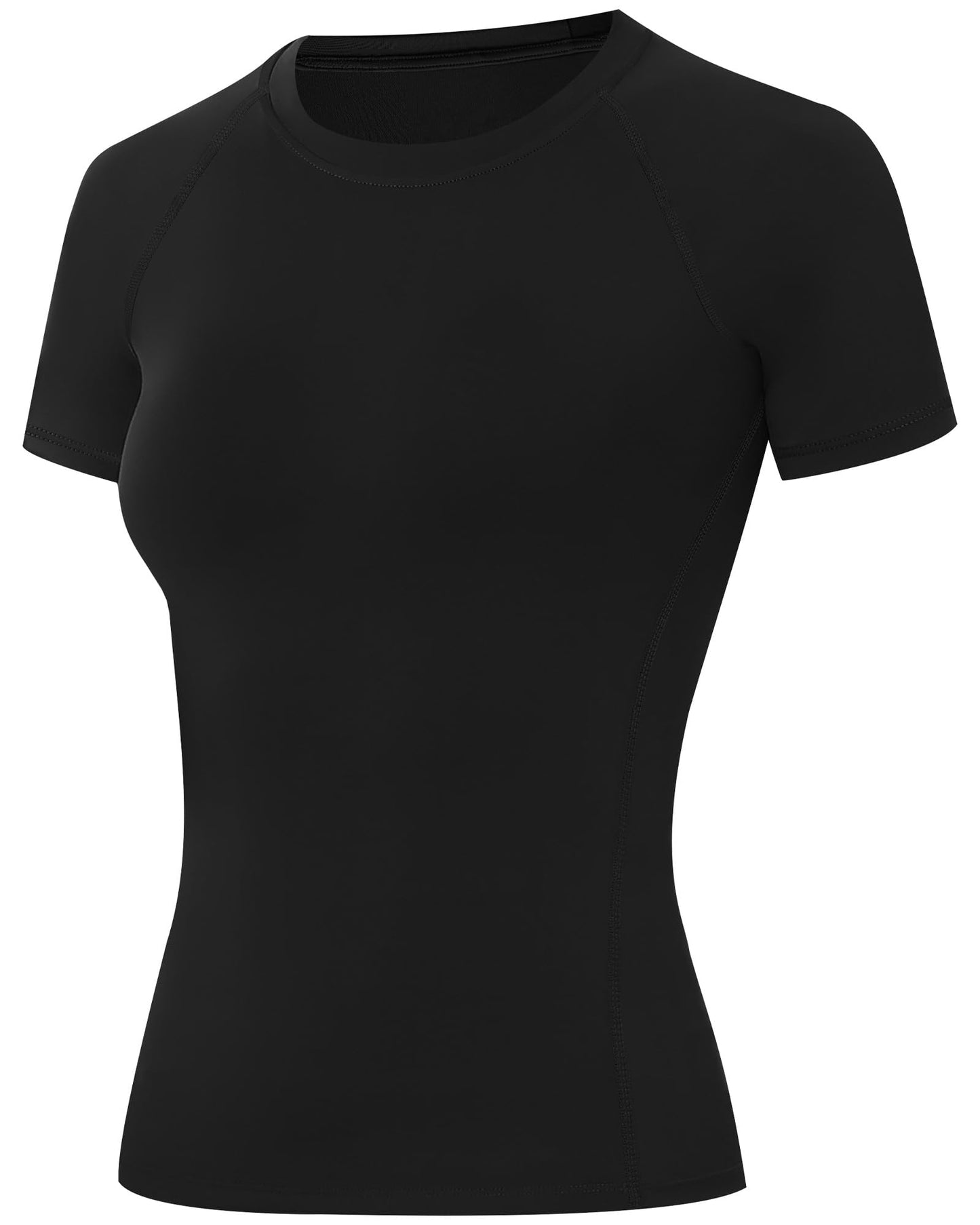 Runhit Compression Shirts Woman Workout Gym T Shirts Short Sleeve Athletic Tops Moisture Wicking Undershirts for Running Yoga Black S