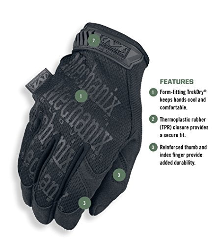 Mechanix Wear: The Original Covert Tactical Work Gloves with Secure Fit, Flexible Grip for Multi-Purpose Use, Durable Touchscreen Safety Gloves for Men (Black, Large)